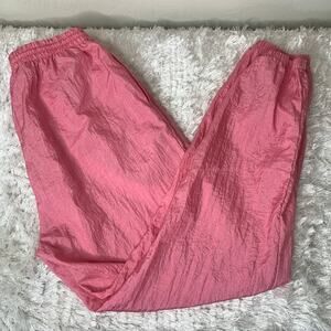 Vintage 90s Pink Parachute Track Pants 90s Sz Large Nylon Joggers